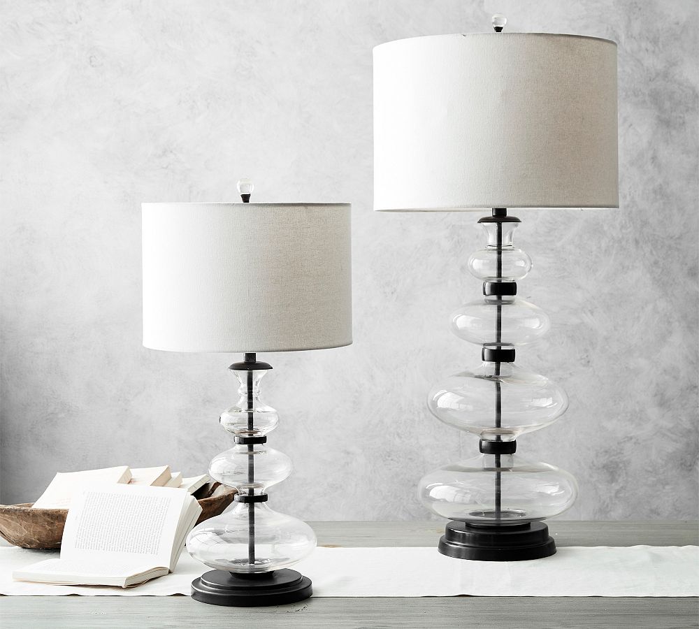 Estelle Stacked Glass &amp; Iron Table Lamp (24&quot;-36&quot;)