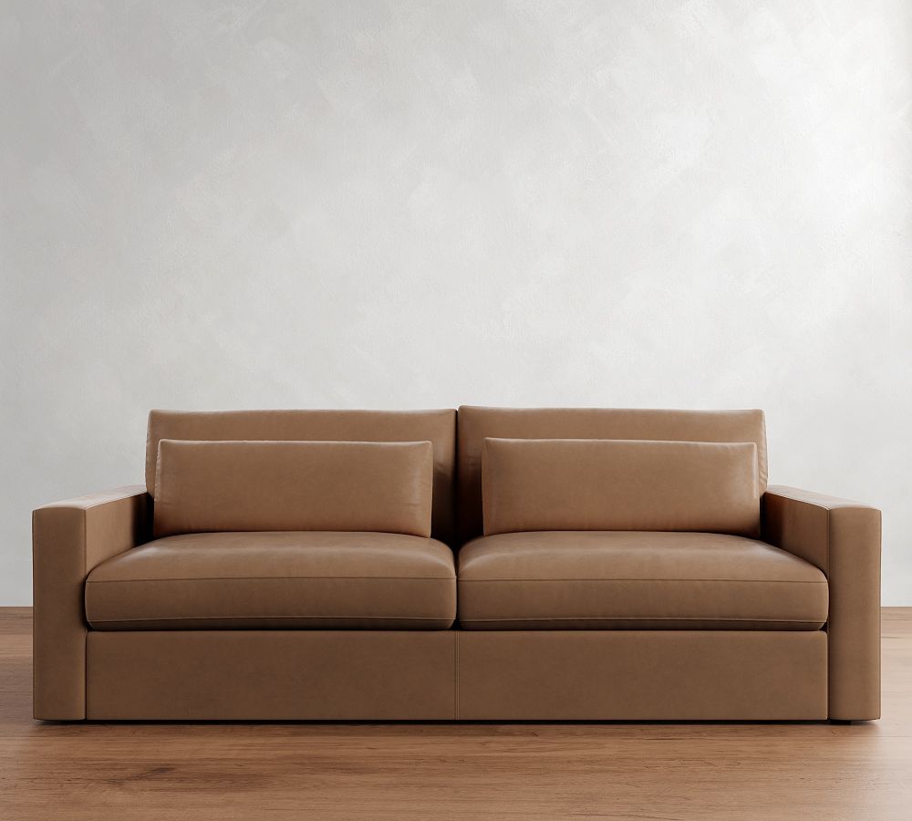 Westwood Square Arm Deep Seat Leather Sofa (77&quot; - 102&quot;)