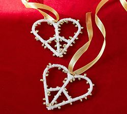 Jingle Bell Peace Sign Heart Ornament