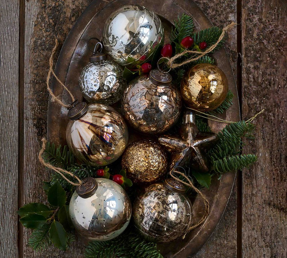 Mouth Blown Round Ornaments - Set of 4