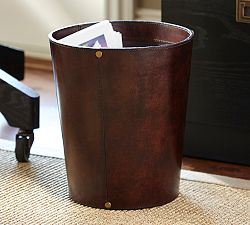 Saddle Leather Trash Bin