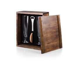 Classic Pilsner Acacia Wood Gift Box - Set for 2