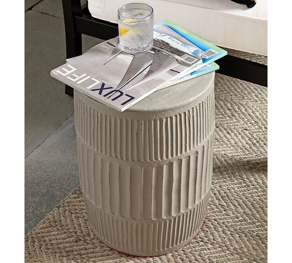 Fluted 14&quot; Ceramic Accent Drum