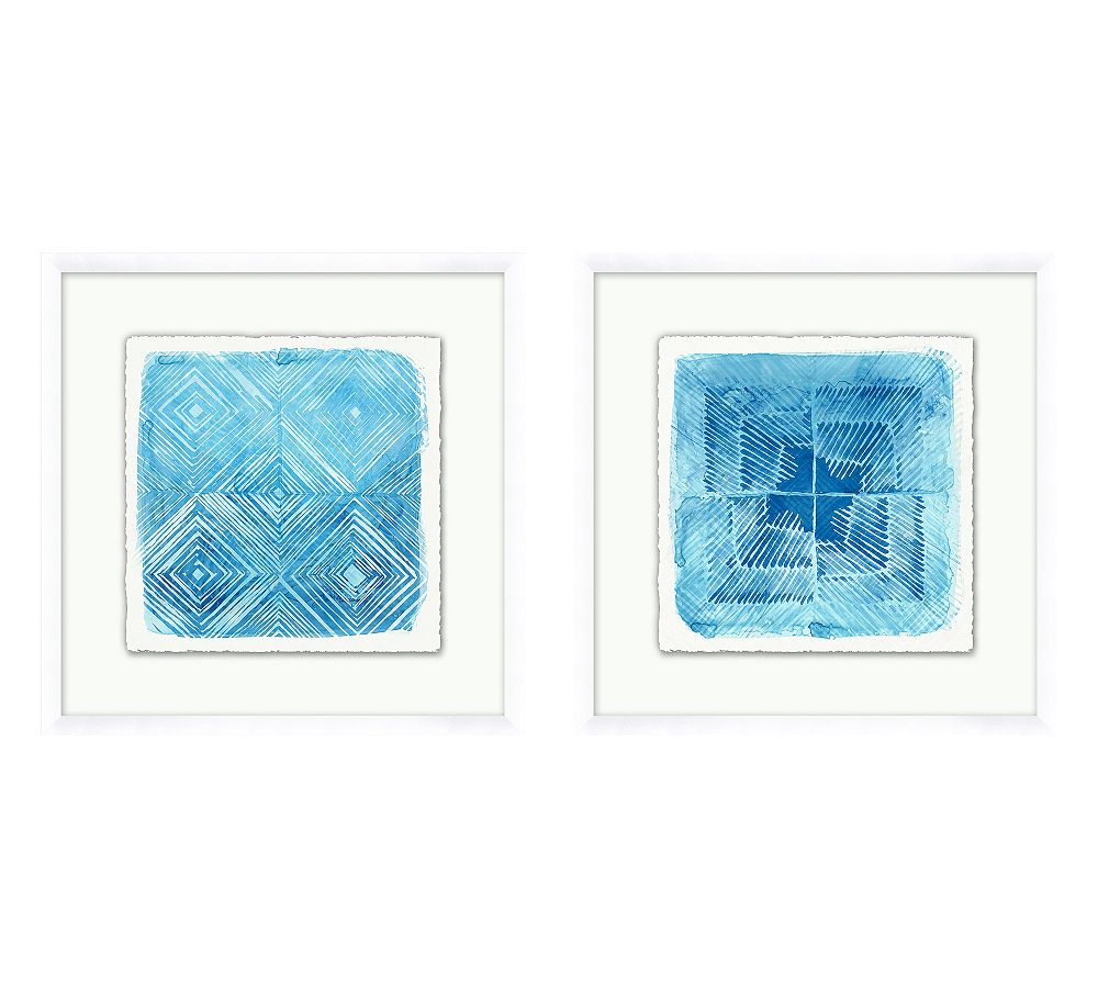 Blue Tribal Hand Embellished Paper Print