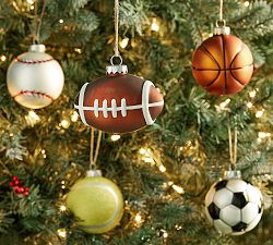 Mercury Glass Sports Ball Ornaments