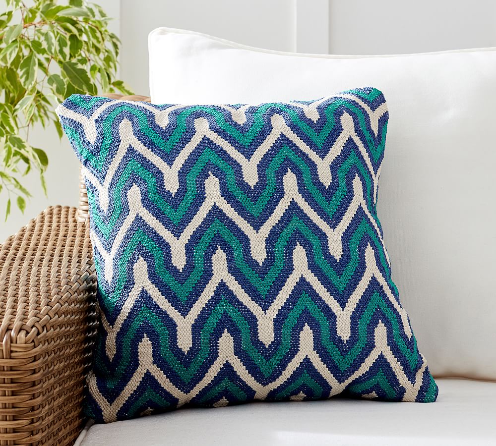 Aqua Eco-Friendly Handwoven Outdoor Pillow