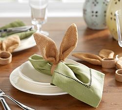Burlap Bunny Ear Napkin Ring, Set of 4