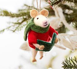 Felt Mouse with Book Ornament