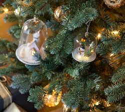 Lit Snowman in Glass Cloche Ornament