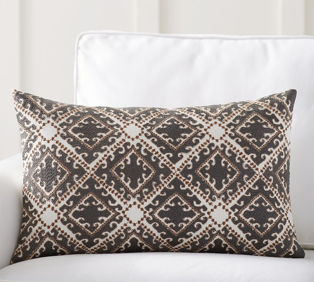 Nya Embroidered Lumbar Pillow Cover