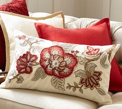 Allegra Palampore Embroidered Lumbar Pillow Cover