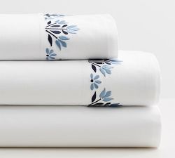 Blossom Embroidered Organic Percale Sheet Set