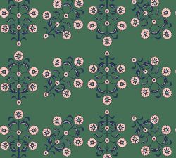 Block Print Floral Emerald Removable Wallpaper