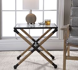 Rora Rectangular Metal &amp; Glass Accent Table (22&quot;)