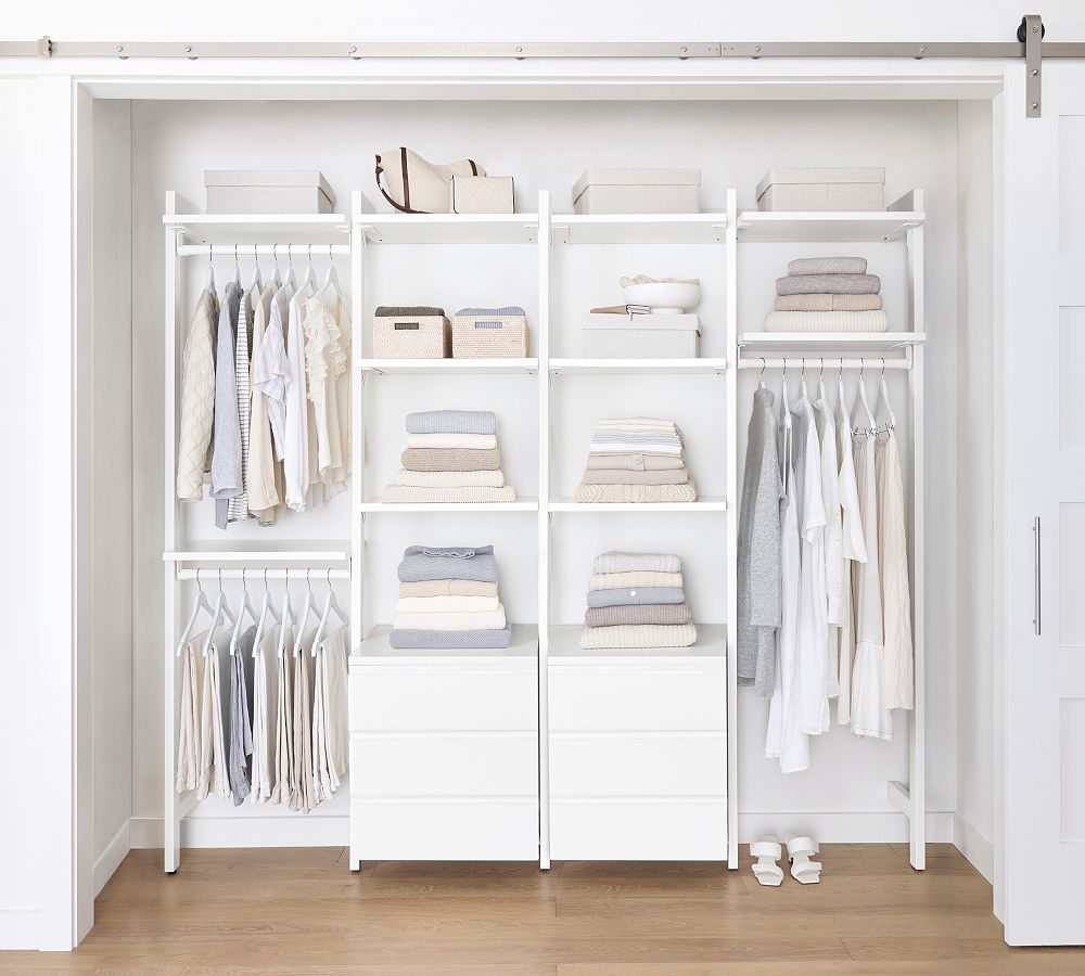 Essential&#160;Reach-In&#160;Closet by Hold Everything, 8' Hanging System with 3 Drawers&#8203;
