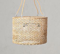 Open Weave Rattan Drum Pendant (30&quot;)