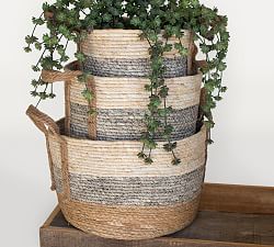 Tinley Striped Baskets with Handles - Set of 3