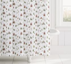 Ski Lodge Organic Shower Curtain