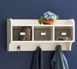 Wade Wood and Wire Cubby, Almond White