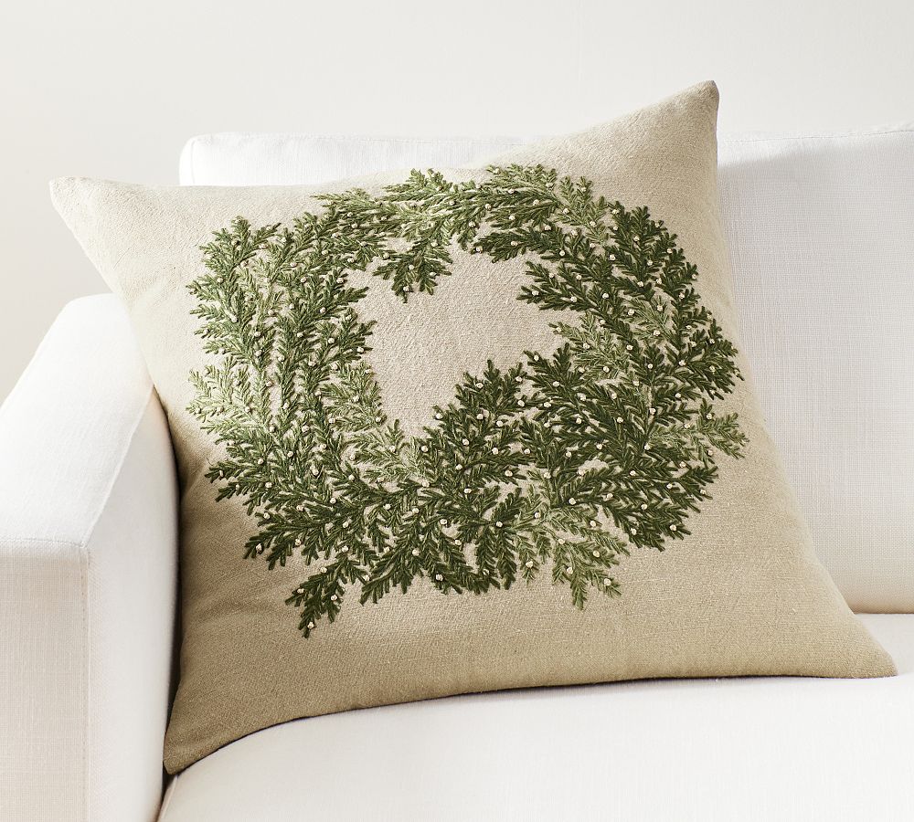 Wreath Embellished Pillow Cover