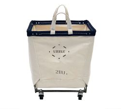 Medium Square Canvas Laundry Basket with Wheels