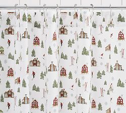 Ski Lodge Organic Shower Curtain