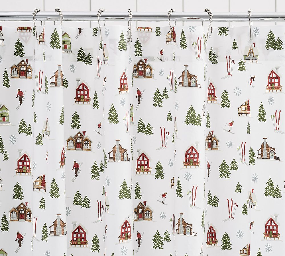 Ski Lodge Organic Shower Curtain