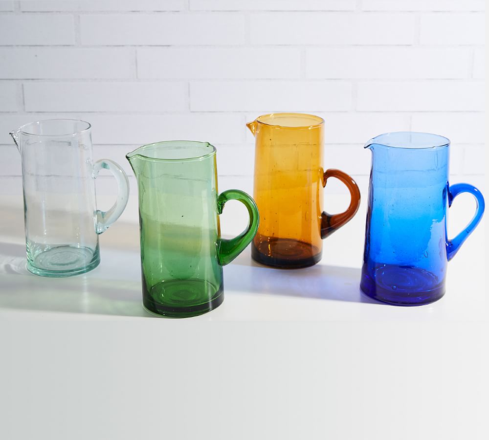 Moroccan Handcrafted Recycled Glass Pitcher