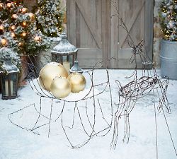 Outdoor Gold Ball Ornaments - Set of 6