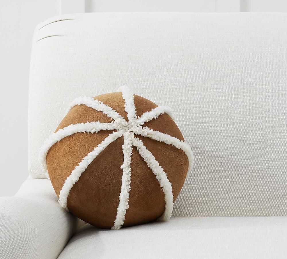 Suede Sherpa Ball Pillow