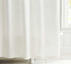 Crochet Trim Cotton Shower Curtain