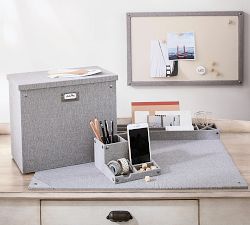 Gray Blythe Linen Desk, Pinboard