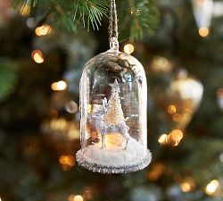 Lit Reindeer in Glass Cloche Ornament