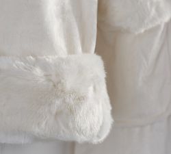 Faux Fur Hooded Bath Robe - Ivory Alpaca