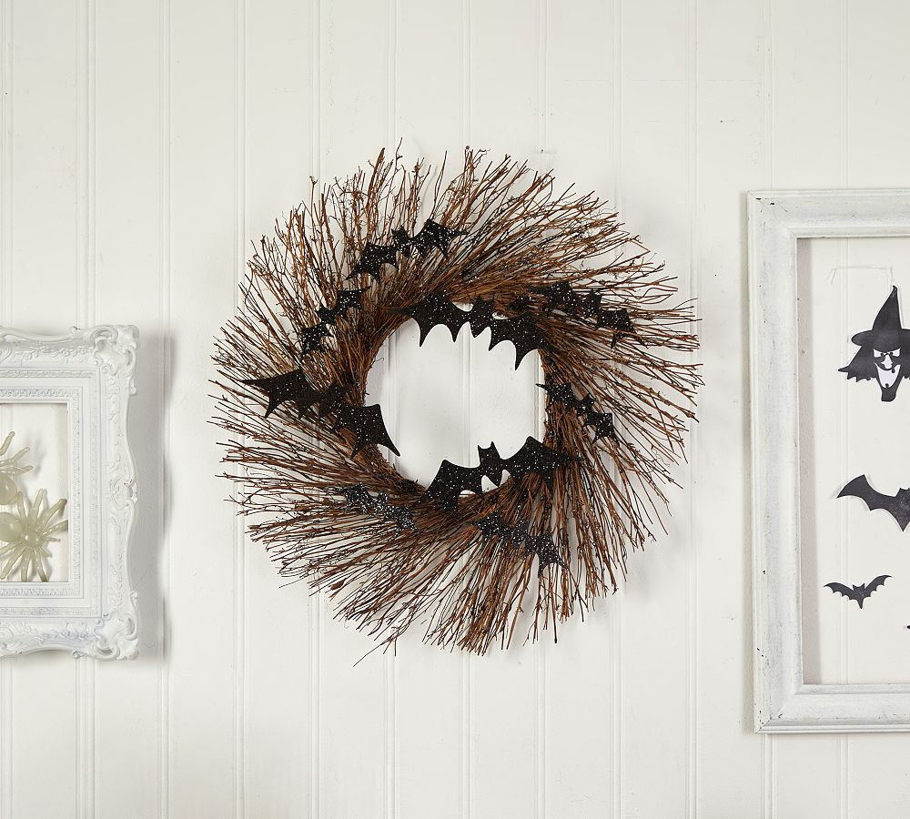 Halloween Twig Wreath With Bats