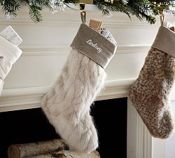 Faux Fur Stocking With Velvet Cuff