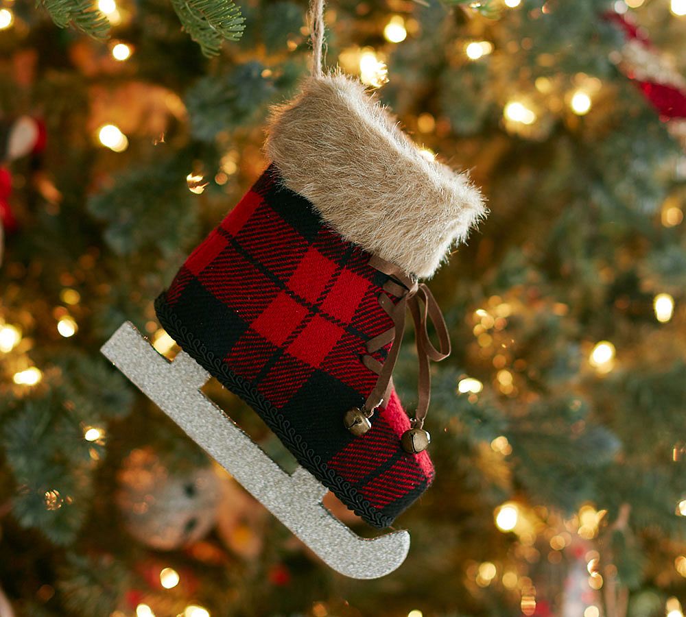 Plaid Ice Skate Ornament