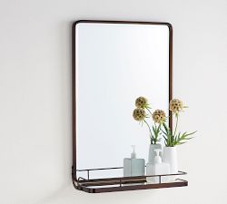 Vintage Rounded Rectangular Mirror With Shelf