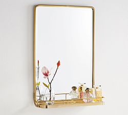 Vintage Rounded Rectangular Mirror With Shelf