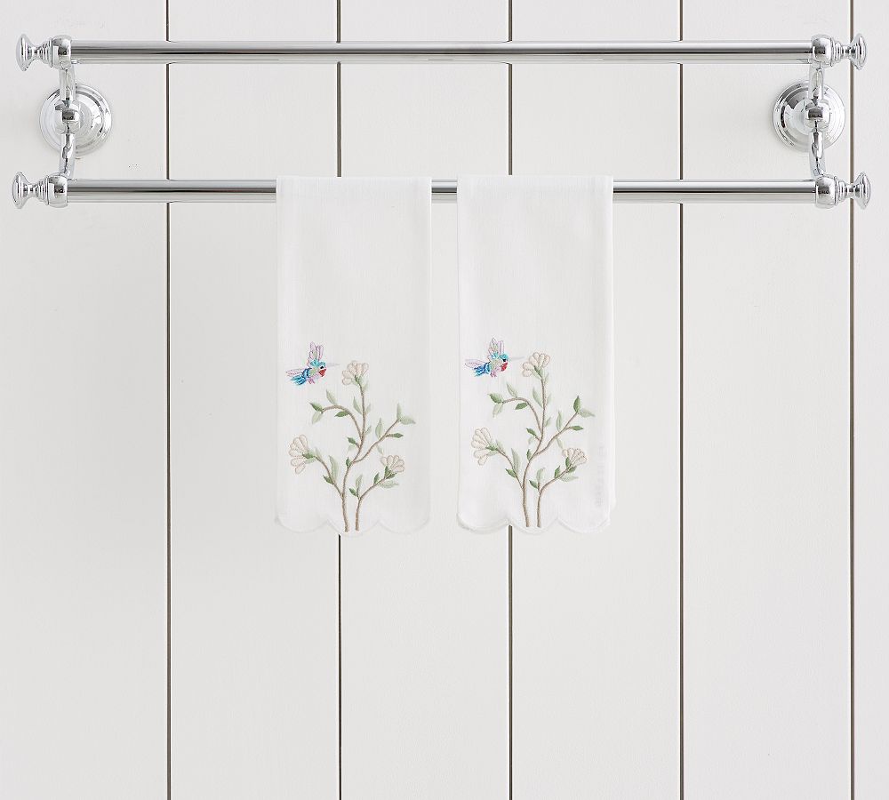 Monique Lhuillier Botanical Embroidered Guest Towel - Set of 2