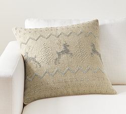 Reindeer Embroidered Pillow Cover