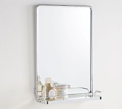 Vintage Rounded Rectangular Mirror With Shelf