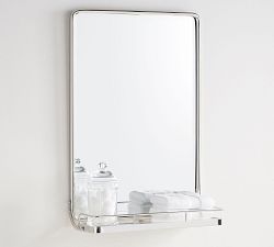 Vintage Rounded Rectangular Mirror With Shelf