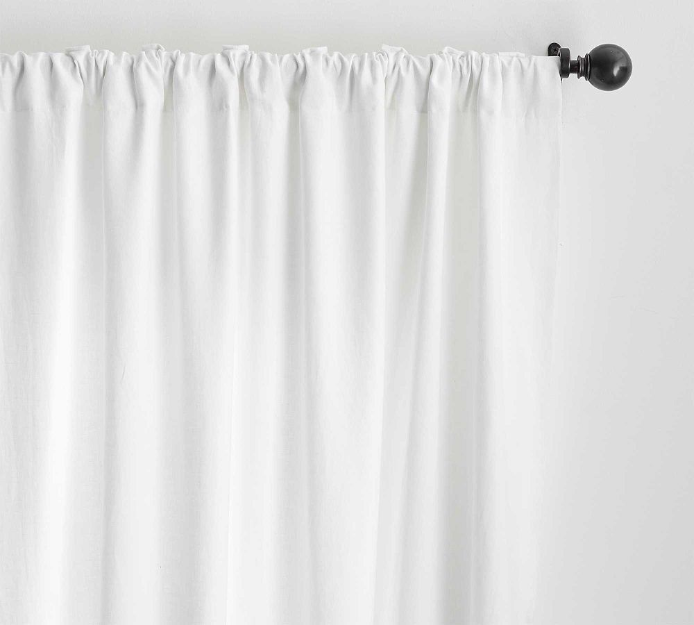 Open Box: Custom Belgian Flax Linen Curtain, White, 24" W x 113" L