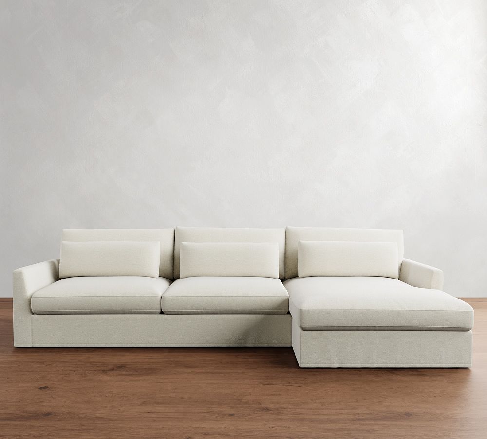 Westwood Fin Arm Deep Seat Slipcovered Chaise Sectional (130&quot;-148&quot;)