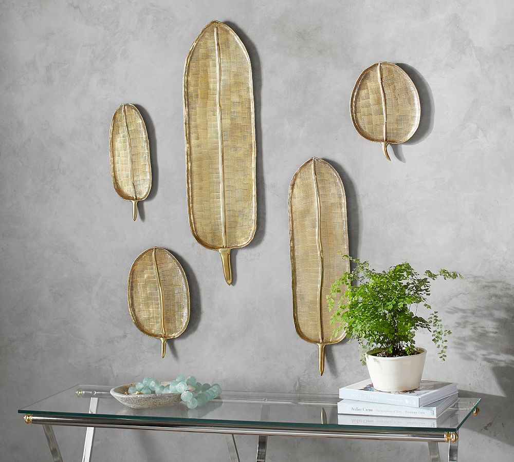 Hanging Brass Palm Fronds - Set Of 5