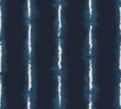 Shibori Lines Indigo Removable Wallpaper