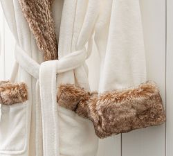 Faux Fur Hooded Bath Robe