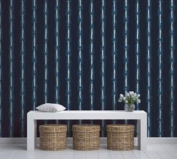 Shibori Lines Indigo Removable Wallpaper