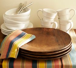 Vintage Handcrafted Acacia Wood Charger Plate